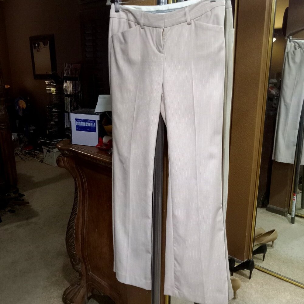 Express Design Studio "Editor" Slacks Beige W/Whi… - image 1